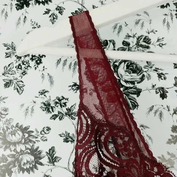 Vintage Christian Dior Burgundy Satin and Lace Nightgown Long Nightgown Size M - Picture 5 of 7